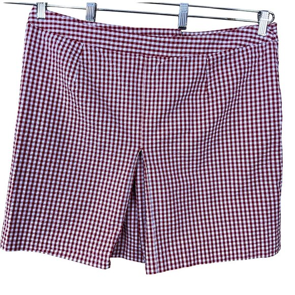 Liz Golf Audra Red & White Gingham Culotte Seersucker Shorts Slash Pockets 16 - Picture 4 of 6